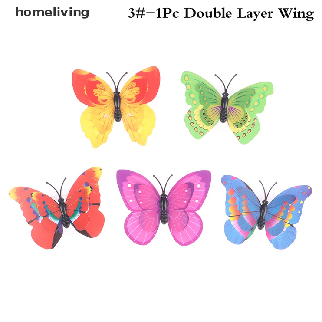 1 Miếng Dán Tường Trang Trí Hình Bướm 3D Nhiều Màu Có Đèn LED DIY