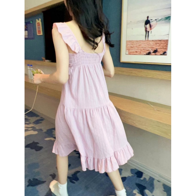 Đồ ngủ Cotton Hai Dây Dáng Lửng Thời Trang Mùa Hè Đơn Giản Cho Nữ