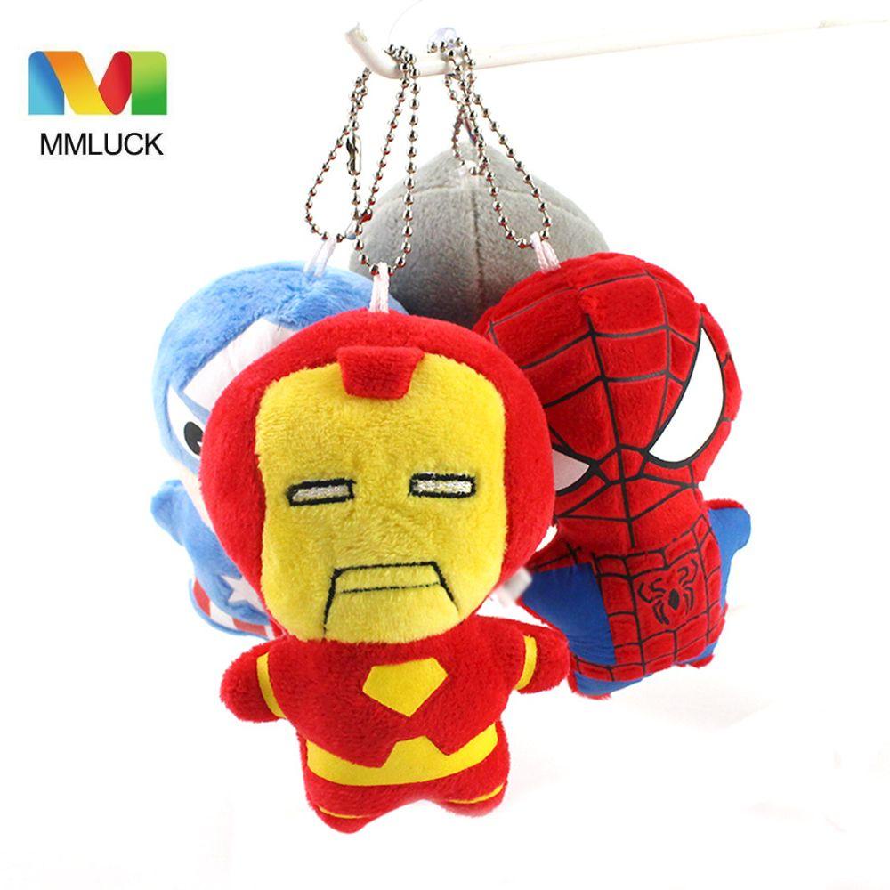 Mmluck Búp Bê Nhồi Bông Hình Siêu Anh Hùng Captain America / Spiderman Trang Trí Móc Khóa