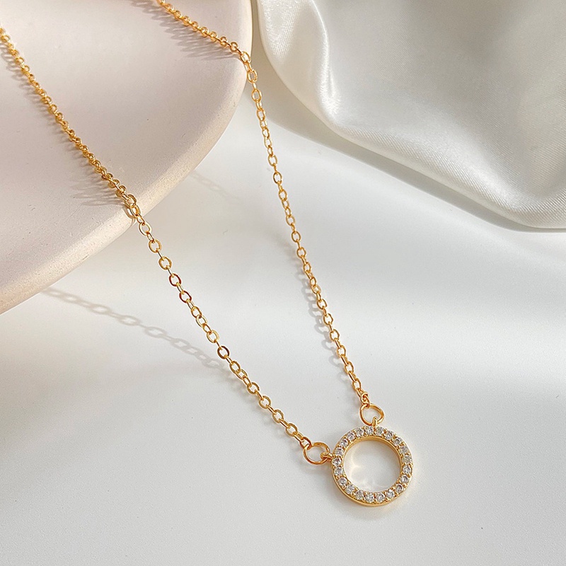 Vòng cổ Mặt Tròn Nhỏ Đính Đá Zircon Đơn Giản Sang Trọng Cho Nữ
