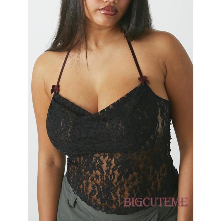 [] - Áo Ren Không Tay Hở Lưng Xuyên Thấu Thời Trang Mùa Hè Màu Trắng / Đen Cho Nữ