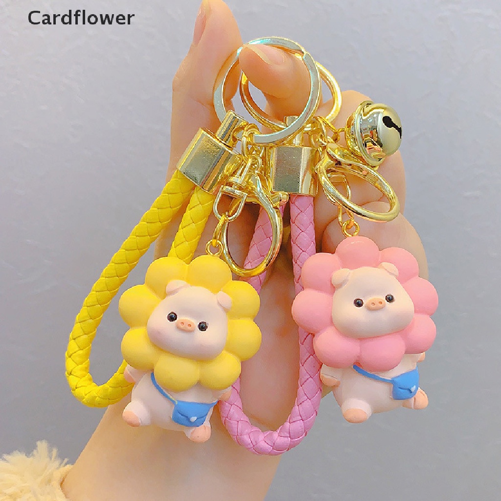 Móc Khóa Dây Da Bện Hình Hoa Hướng Dương / Chú Heo Dễ Thương Cho Cặp Đôi
