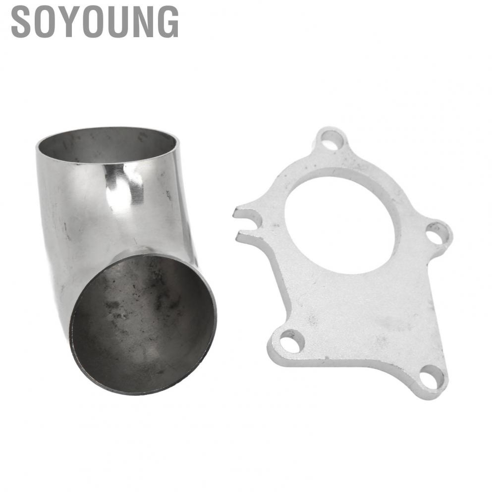 Soyoung Turbo Downpipe Adapter Flange  Impact Resistant Engine Strong Air Intake High Strength Power with 2.5in 90° Elbow for T4