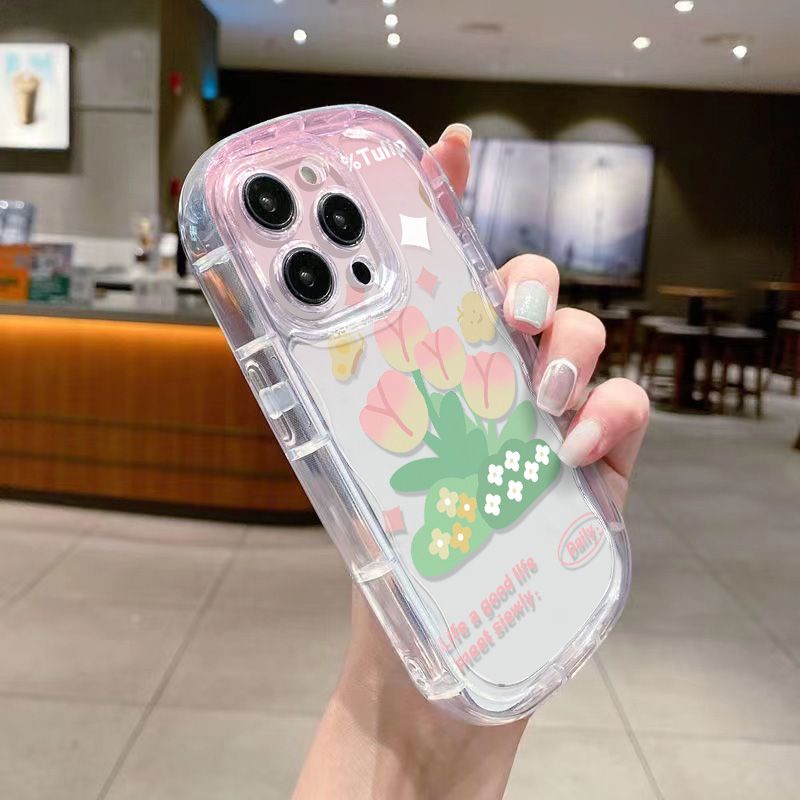 ✅Ốp Điện Thoại Dẻo Trong Suốt Họa Tiết Hoa Tulip Dễ Thương Chống Sốc Cho iPhone14xs promax13 7xr 11 / / / 8p12