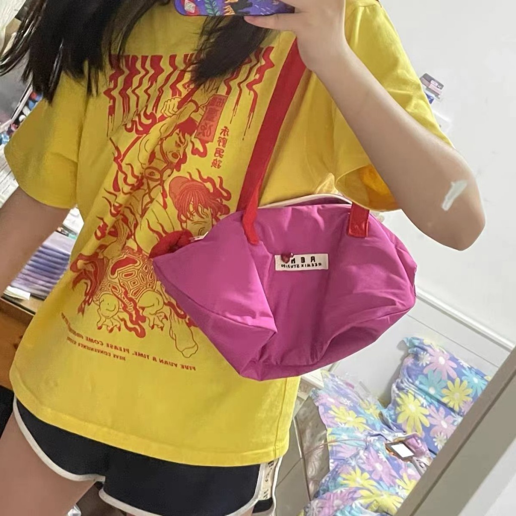 Túi Tote Ding-Bell Xách Tay Đeo Vai Màu Tương Phản Dễ Thương Nhỏ Gọn Cho Nữ Haobing boutiqu