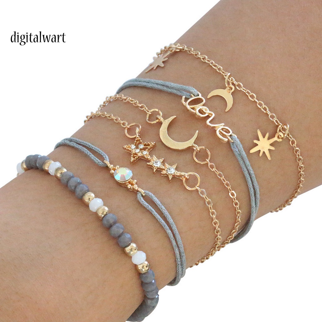 Kỹ Thuật Số| 1 Bộ Vòng Đeo Tay Hợp Kim Bắt Mắt Chống Mòn Không Phai Màu Thời Trang Cho Nữ