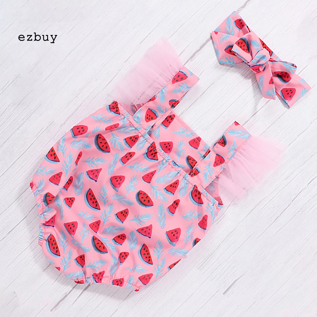 Bộ 2 Món Áo Liền Quần + Băng Đô Xinh Xắn Dễ Thương Cho Bé Gái