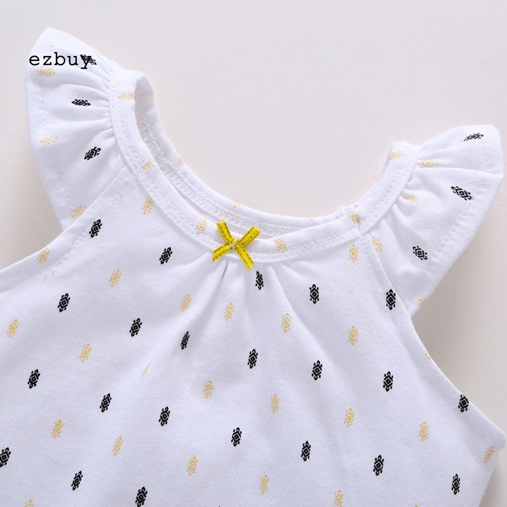 [EY] Áo Liền Quần Nhẹ Thoáng Khí Với Tay Áo Bay Trang Trí Dành Cho Gia Đình Trẻ Sơ Sinh