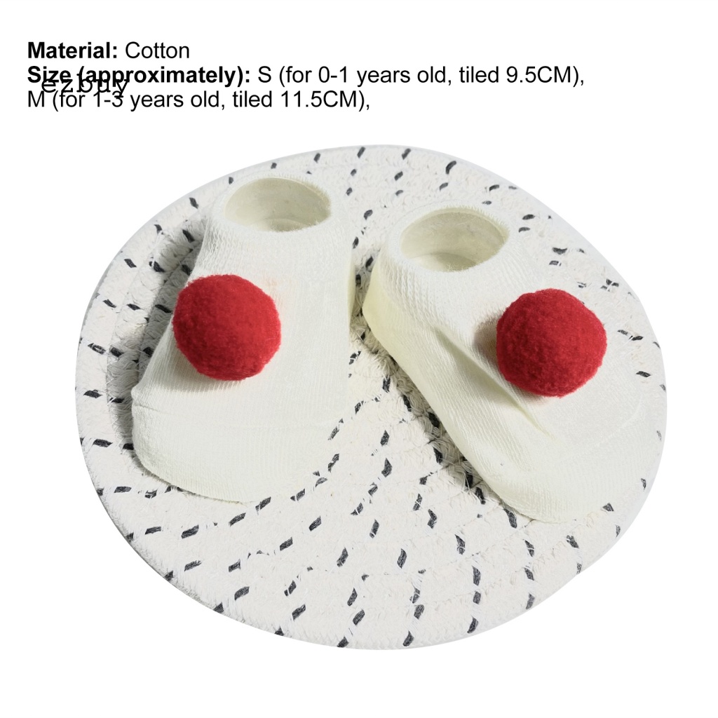 1 Đôi Tất Cotton Chống Trượt Đính Banh Lông Xinh Xắn Cho Bé