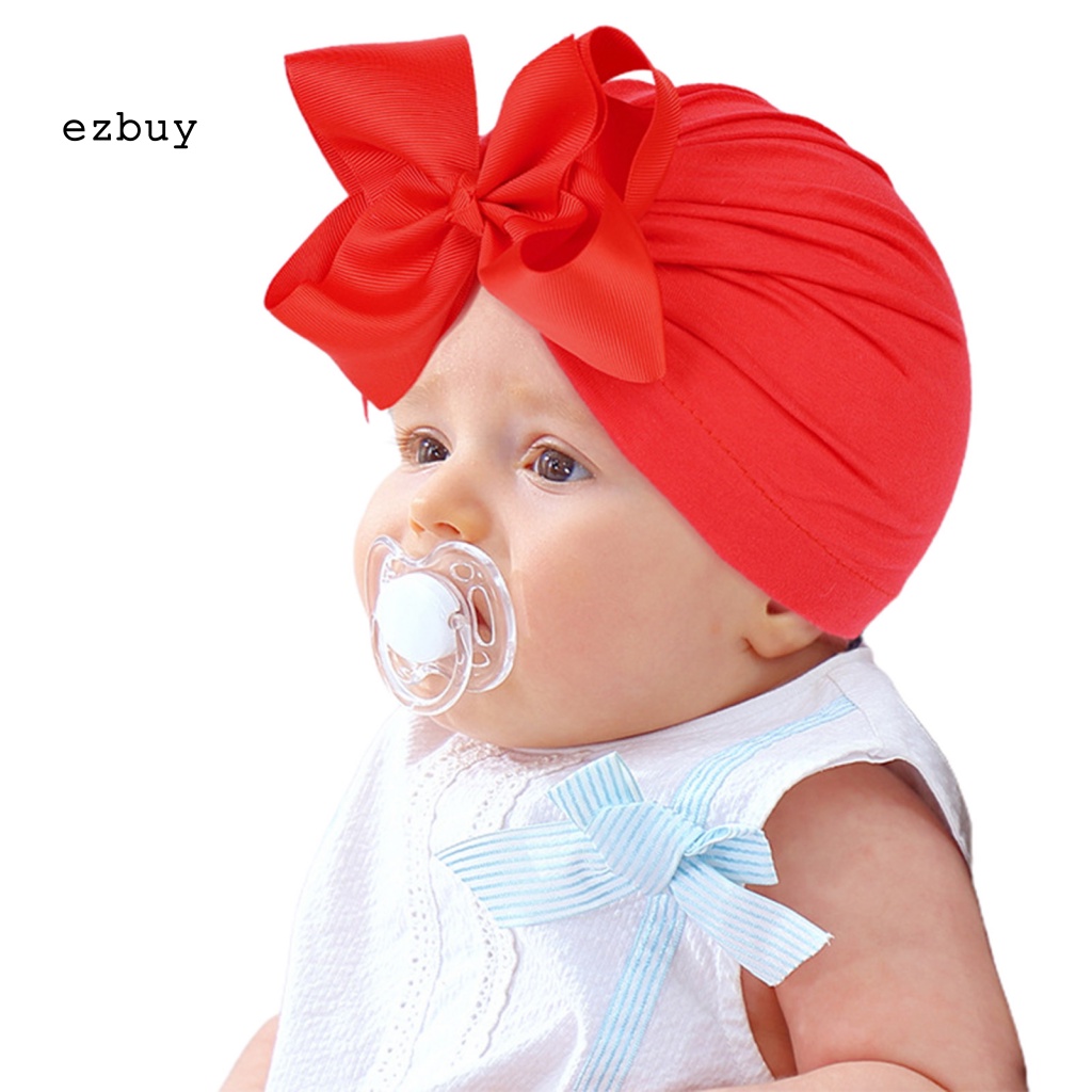 Mũ Trùm Đầu Giữ Ấm Thoáng Khí Bằng Cotton Polyester Đính Nơ Dễ Thương Cho Bé