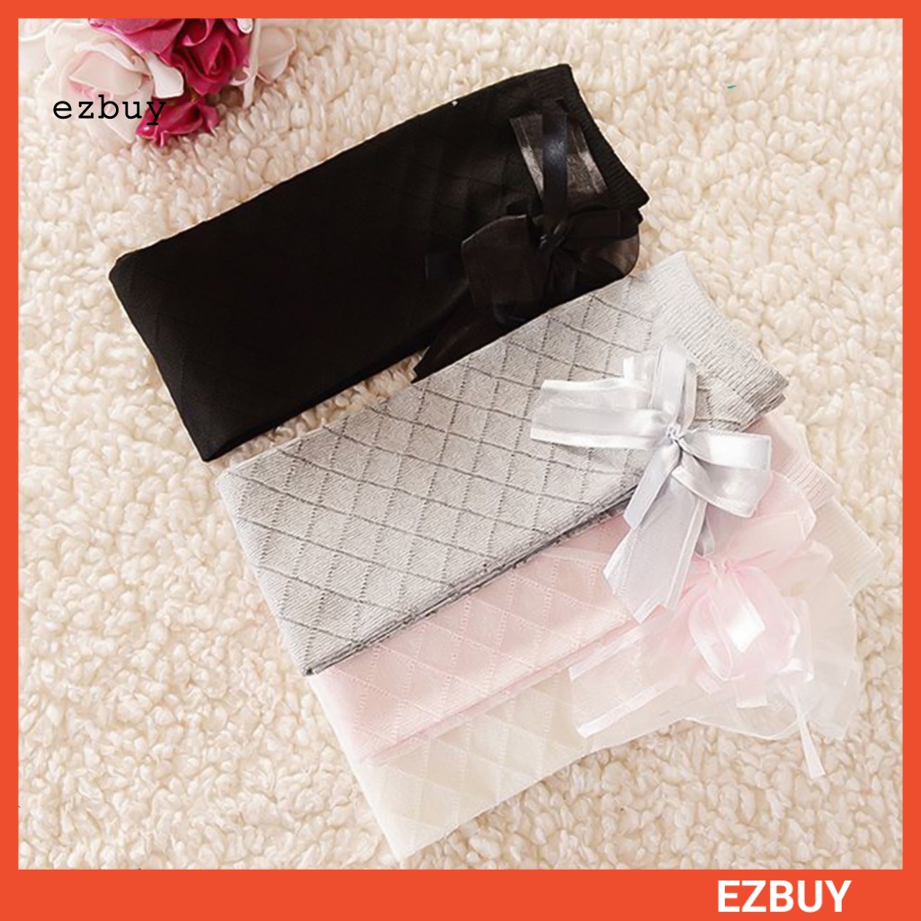 Vớ Cotton Cao Qua Gối Màu Trơn Trang Trí Nơ Xinh Xắn Thời Trang Mùa Xuân