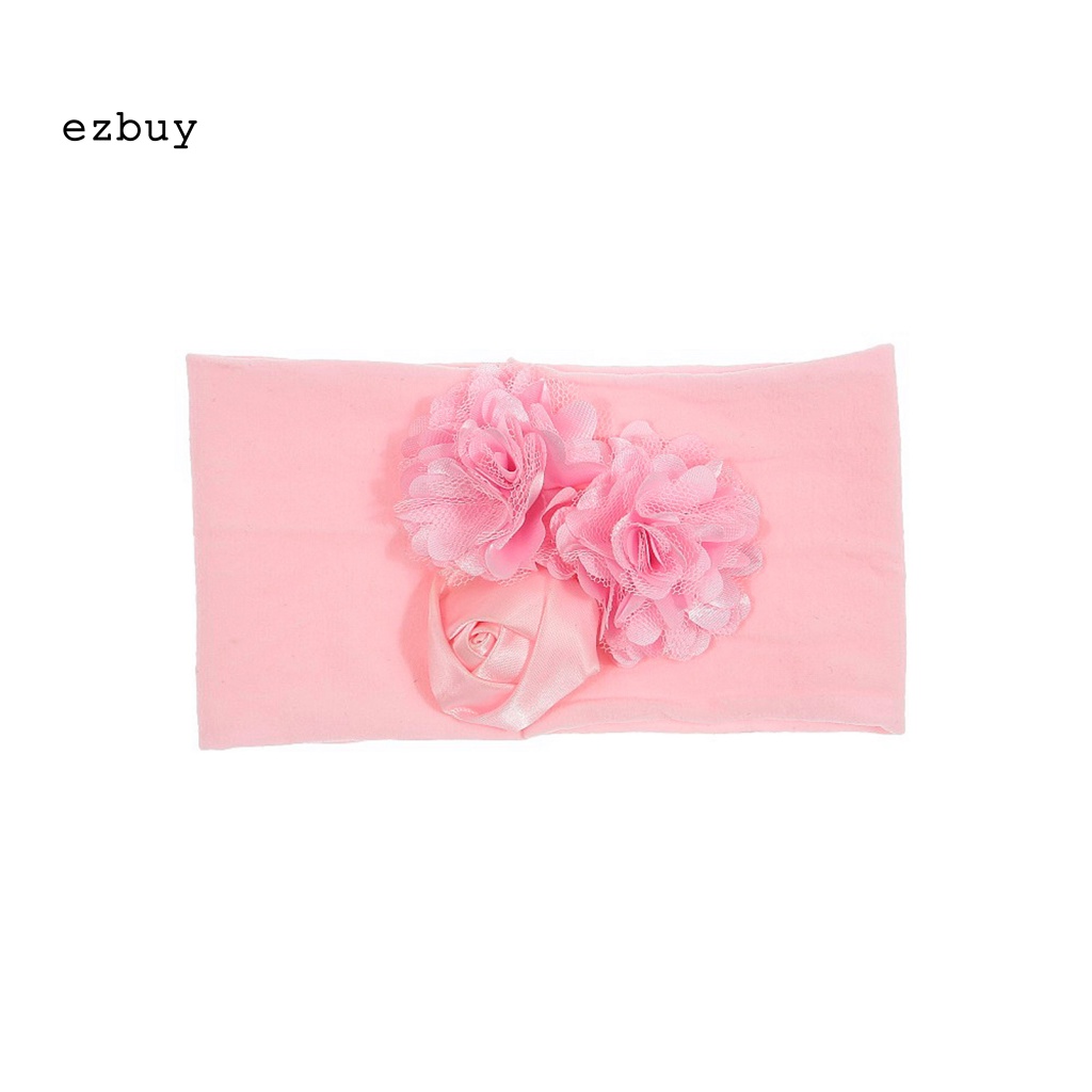 Băng Đô Hoa Hồng Vải Bản Rộng Co Giãn Trang Trí Dành Cho Bé Gái