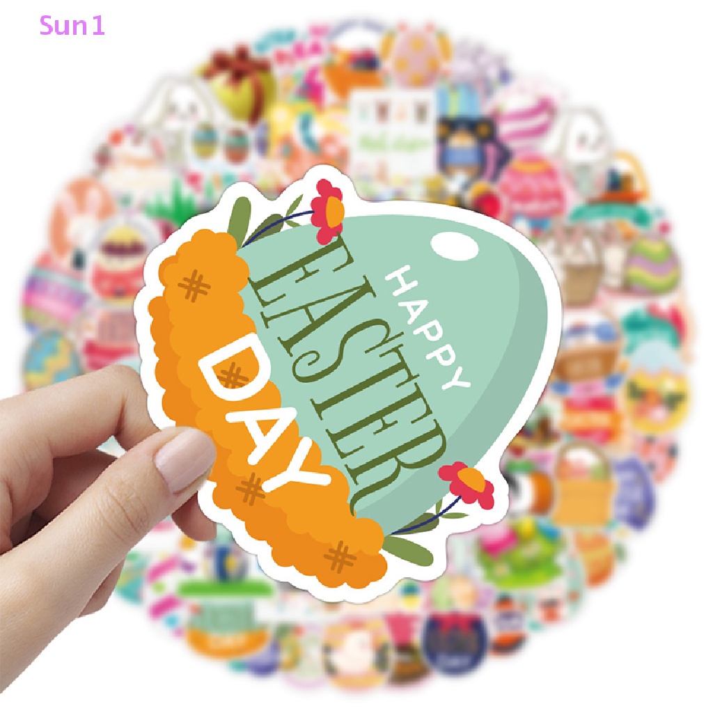 Set 50 Sticker Dán Trang Trí Hình Thỏ Phục Sinh Dễ Thương 1 &gt;