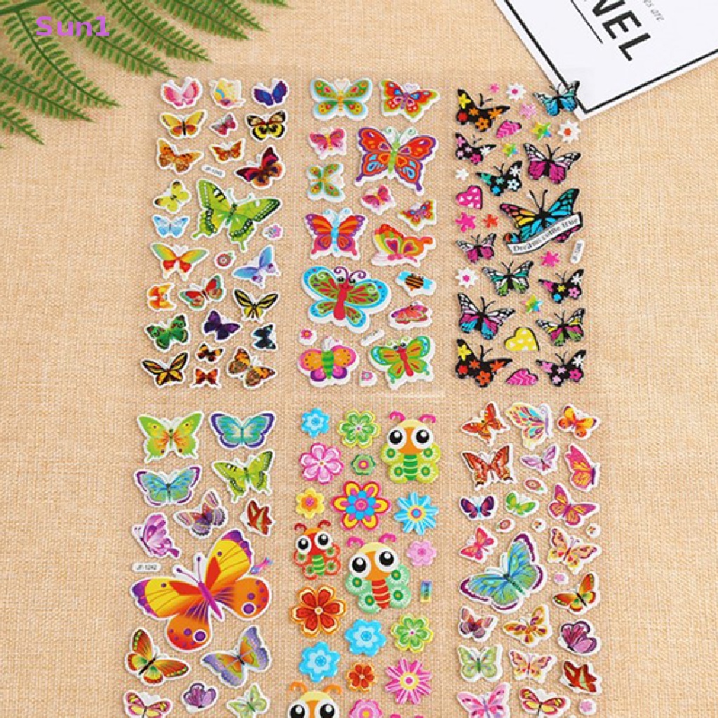 Set 10 Tấm 10 Miếng Dán Bong Bóng Họa Tiết Hoạt Hình 3D Trang Trí Sổ Tay Cho Bé Trai