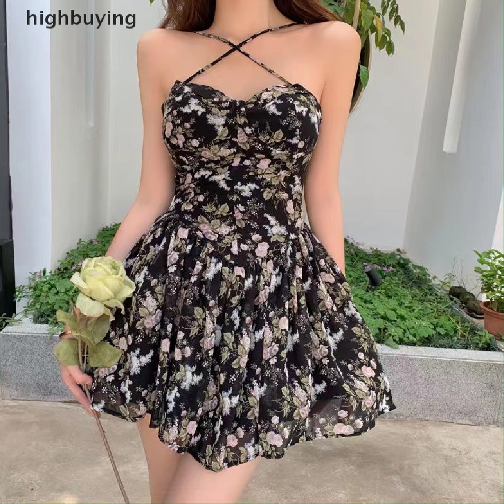 Đầm Hai Dây Hở Lưng Họa Tiết Hoa Thời Trang Mùa Hè 2023 Cho Nữ