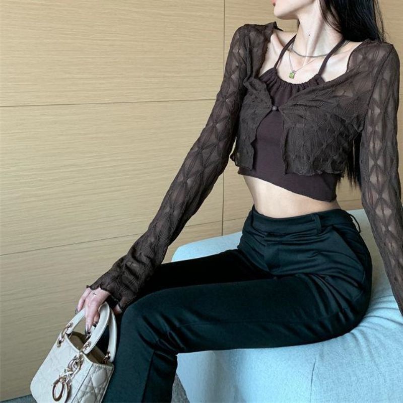 IELGY     Bộ Áo Khoác cardigan chiffon Tay Dài Chống Nắng Hai Mảnh Ngọt Ngào Và Ngọt Ngào Cho Nữ [Đặt Hàng Riêng Biệt]