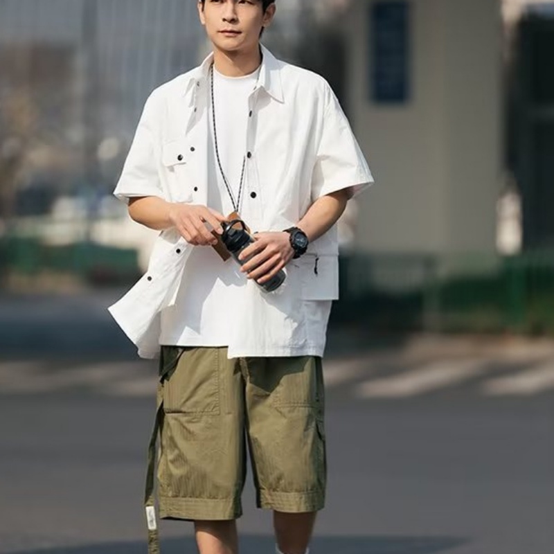 Áo Thun POLO Tay Lỡ Màu Trơn Thời Trang Mùa Hè Phong Cách Harajuku Cho Nam