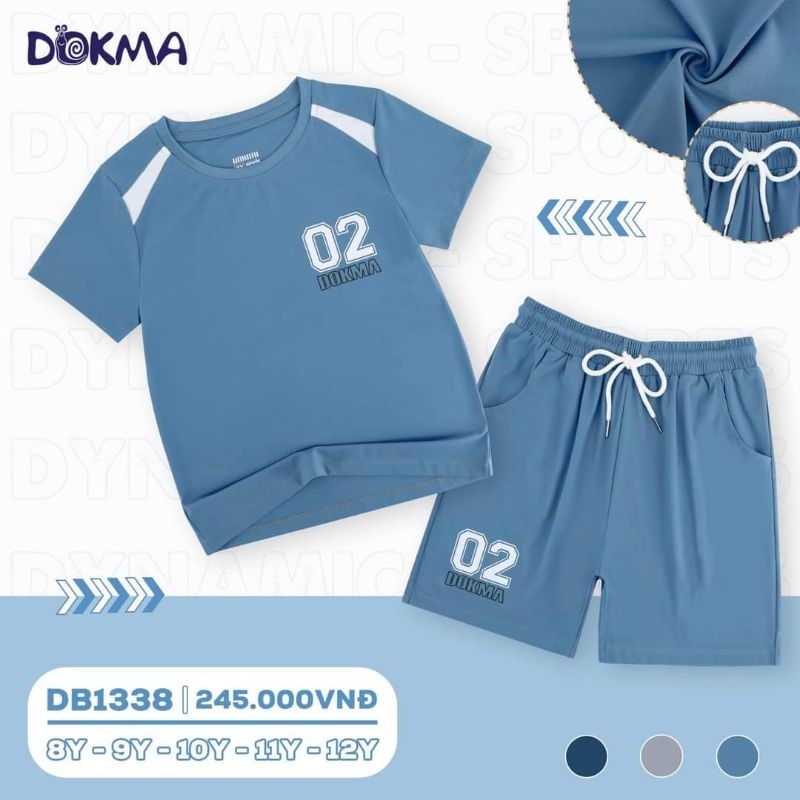 Bộ cộc tay thể thao bé trai Dokma 8-12Y mã DB1338