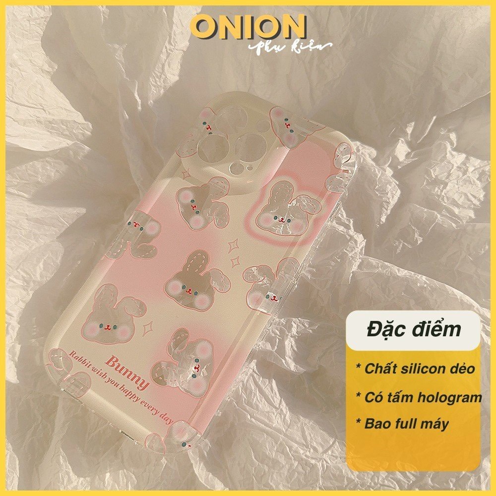 Ốp thỏ hologram silicon dẻo dành cho iPhone Xsmax 11 12 13 14 Pro Promax