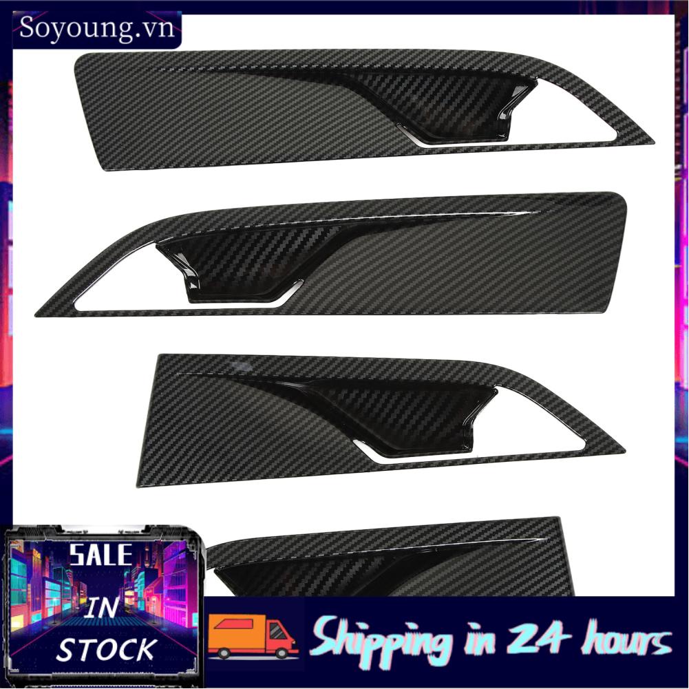 Soyoung Interior Door Handle Bowl Cover  Frame Sticker Carbon Fiber Style Easy Installation for Car