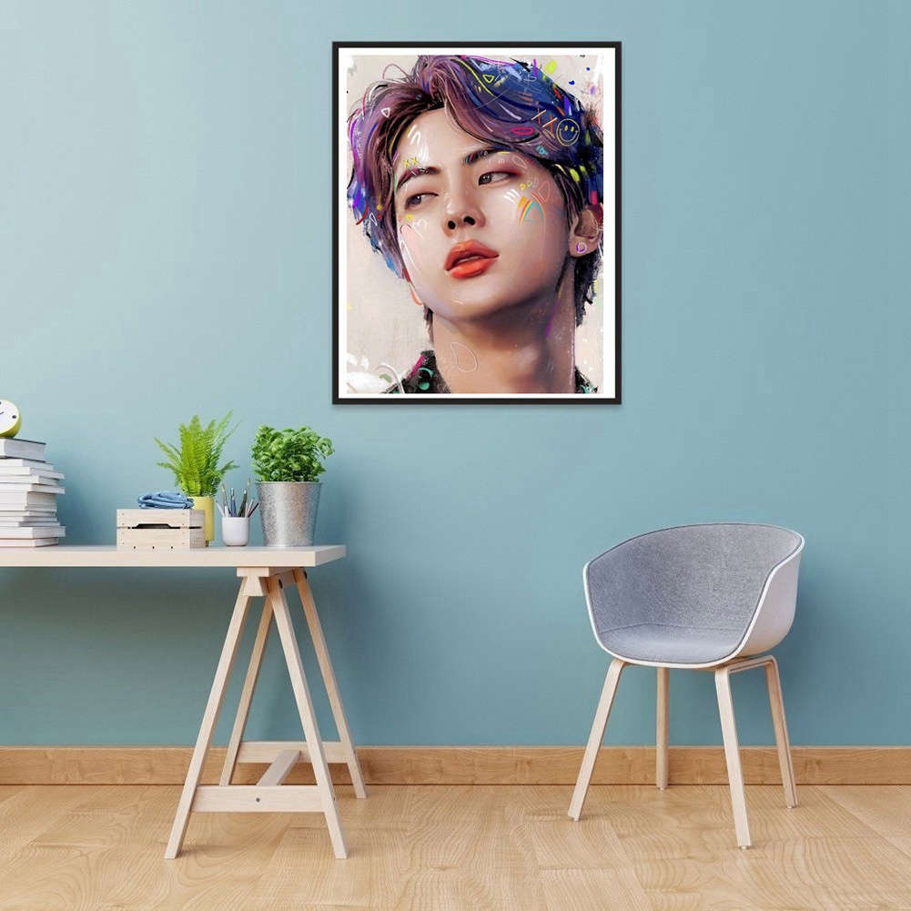 Bộ 2 Tranh Đính Đá Tự Làm 30X40 cm Hình Chân Dung Nhóm Nhạc Bangtan Boys