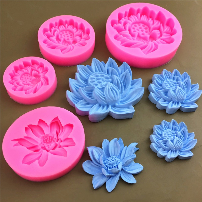 Khuôn Làm Bánh / Xà Phòng / Nến Hình Hoa Sen 3D Bằng Silicone DIY