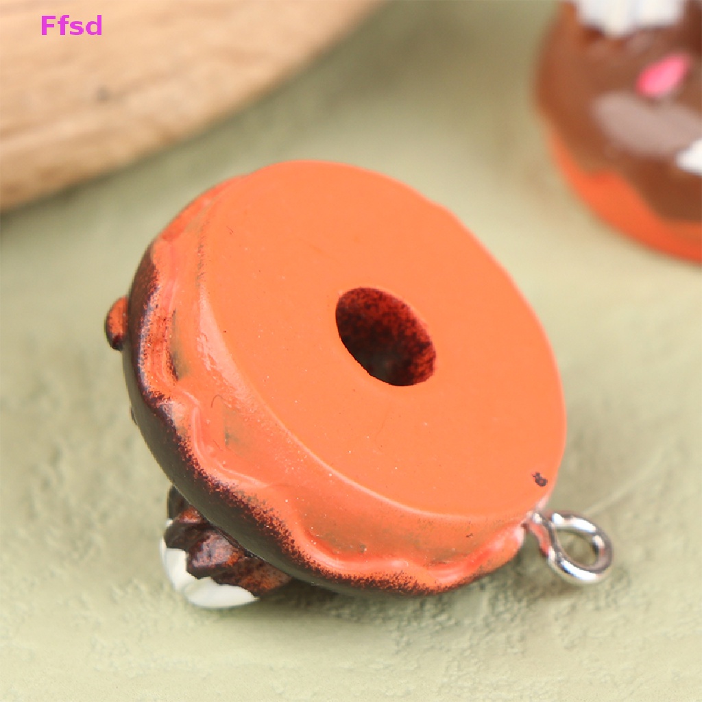 {Ffsd} Set 10 Phụ Kiện Làm Trang Sức Hình Bánh Donut Rỗng Bằng Nhựa Resin Dễ Thương