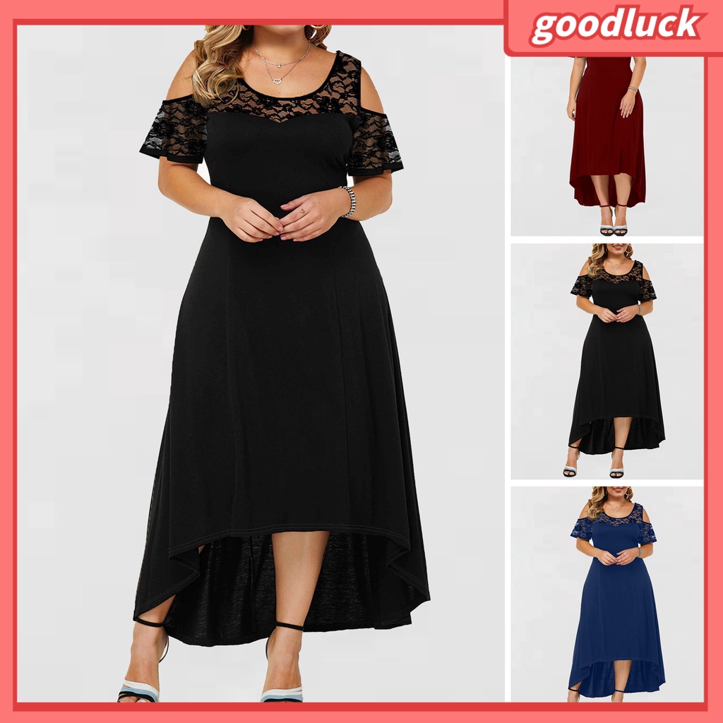 Đầm Maxi Viền Ren Dáng Dài Lệch Vai Trang Trọng Phong Cách Xuân Thu Dành Cho Nữ Plus Size