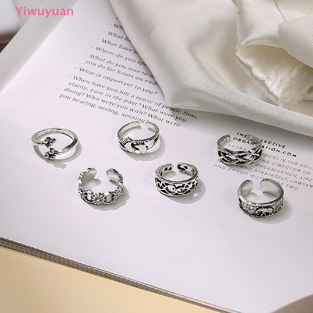Bộ 6 Nhẫn Hợp Kim Đeo Ngón Chân Họa Tiết Gợn Sóng Có Thể Điều Chỉnh Kích Cỡ Mới
