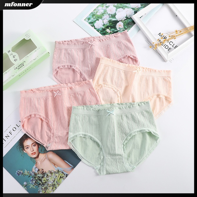 Set 4 Quần Lót Cotton Không Đường May Màu Sắc Thời Trang Cho Nữ