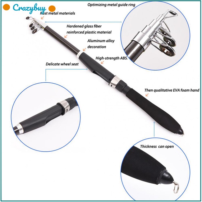 Cr Cần Câu Cá Bằng Sợi Carbon Có Thể Thu Gọn Tiện Dụng Chất Lượng Cao