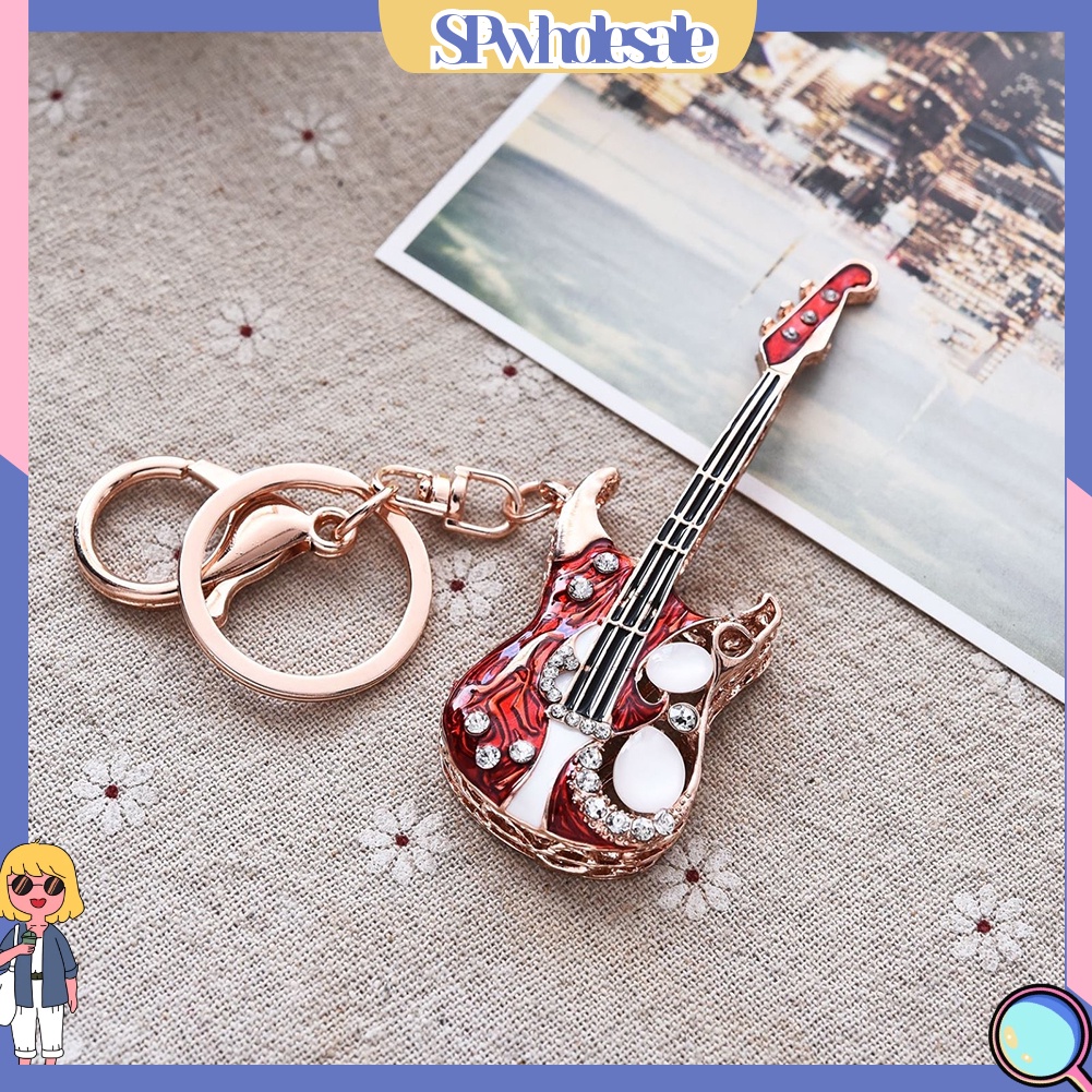 <SPwholesale> Móc Khóa Hình Đàn Ghi Ta Đính Đá Thời Trang