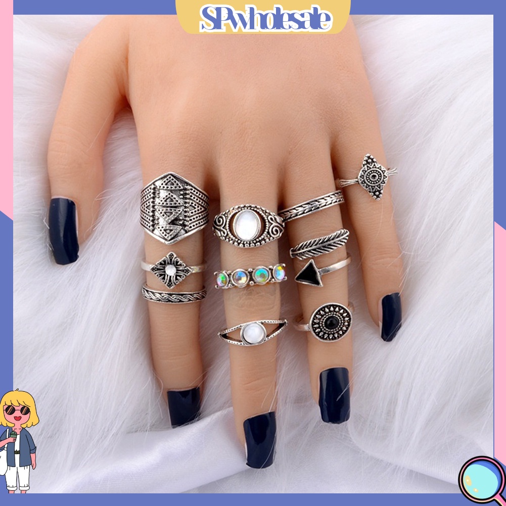 <SPwholesale> Set 10 Nhẫn Đeo Khớp Ngón Tay Phong Cách Boho