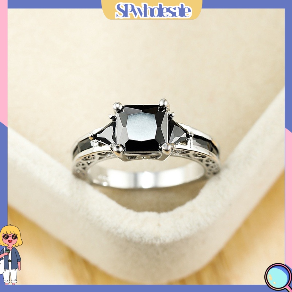 <SPwholesale> Nhẫn Nữ Đính Đá Zircon Phong Cách Âu Mỹ Cổ Điển Sáng Bóng Trang Trí Đám Cưới