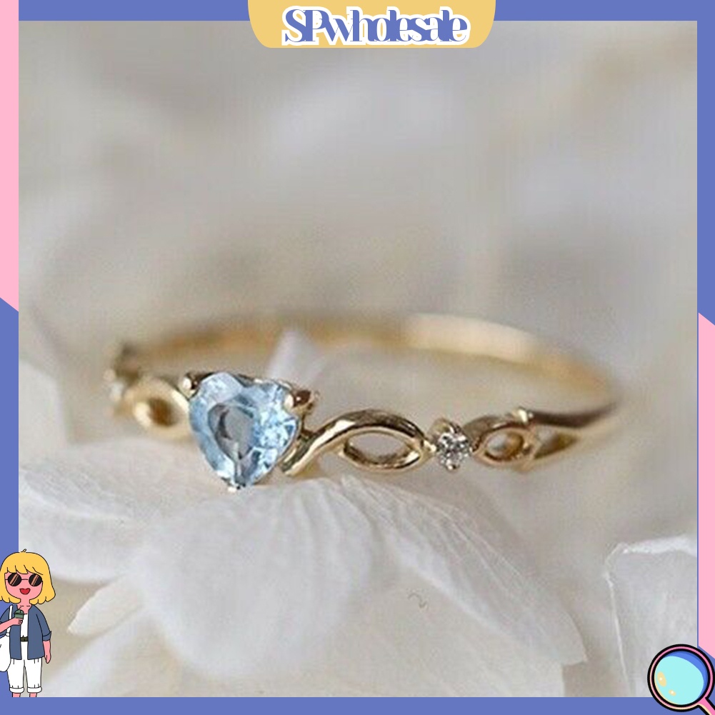 <SPwholesale> Nhẫn Đính Đá Zircon Hình Trái Tim Thời Trang Cho Nữ