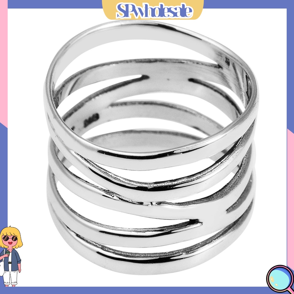 <SPwholesale> Nhẫn Đính Hôn Bản Rộng 5 Vòng Xoắn Thời Trang Cho Nữ