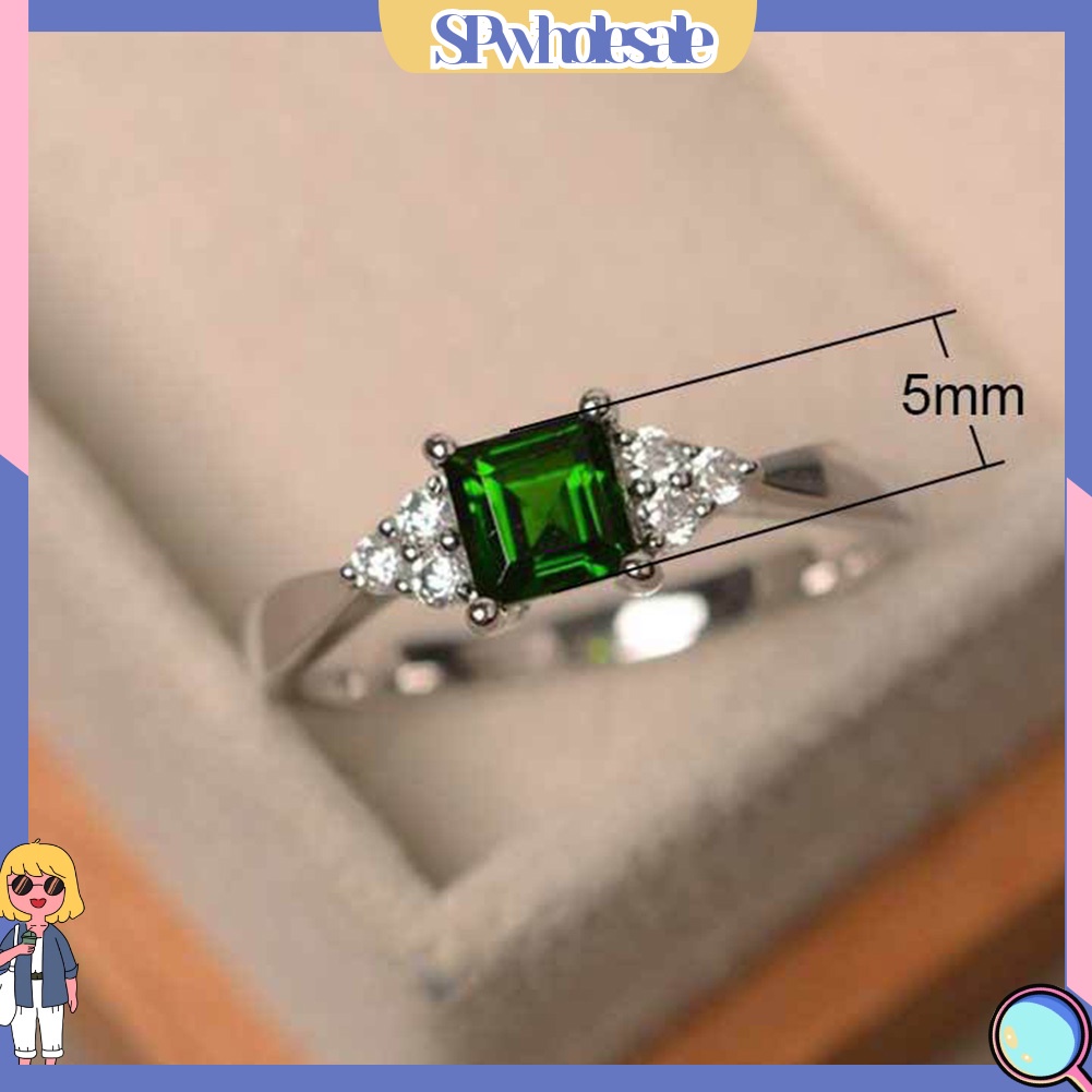 <SPwholesale> Nhẫn Đính Hôn Đính Đá Zircon Hình Vuông Thời Trang Cho Nữ