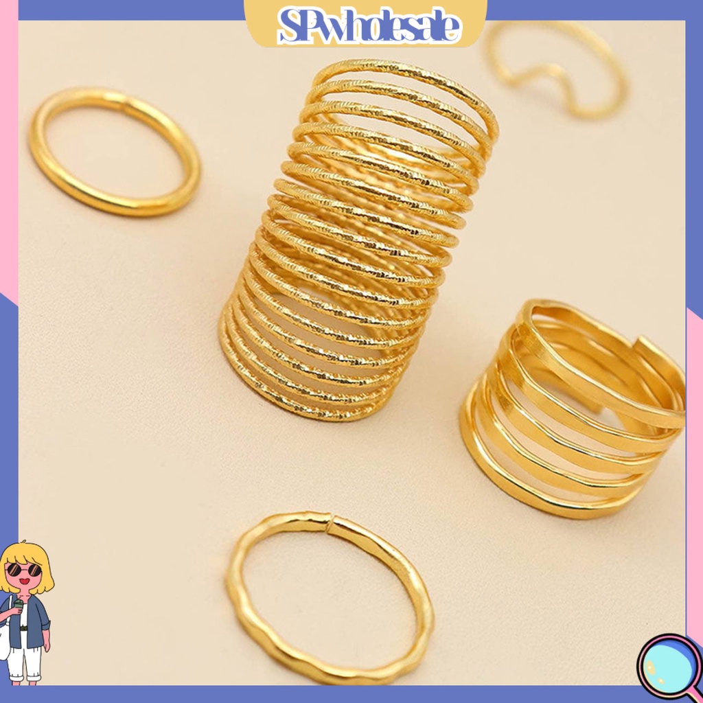 <SPwholesale> Set 5 Nhẫn Đeo Khớp Ngón Tay Đơn Giản Thời Trang Nữ