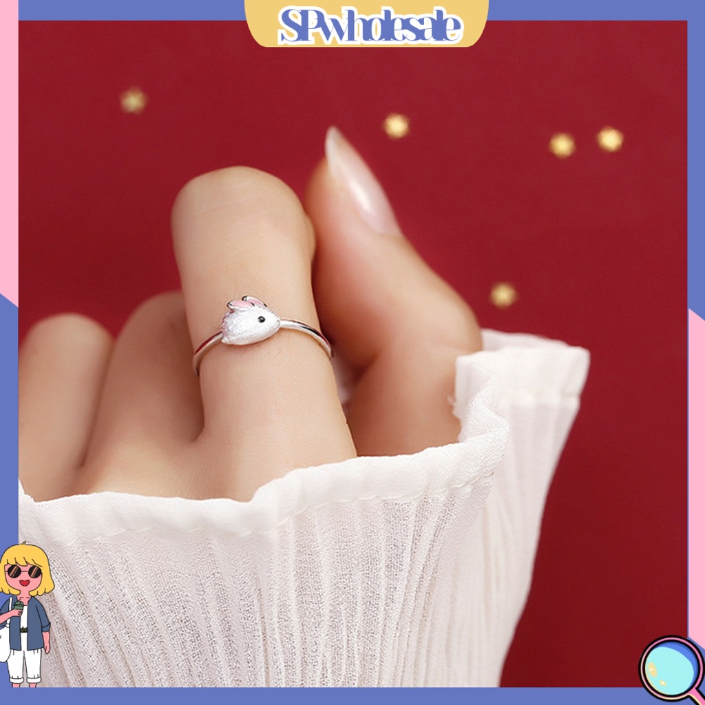 &lt;SPwholesale&gt; Nhẫn Hở Đính Đá Zirconia Hình Thỏ Dễ Thương Có Thể Điều Chỉnh Thiết Kế Trang Sức Thời Trang Làm Quà Tặng Năm Mới Cho Nữ