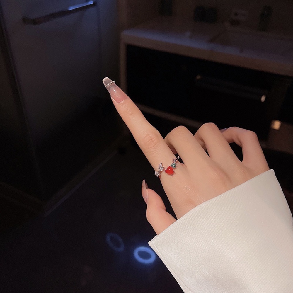 Set 2 Nhẫn Trái Tim Đính Đá Phong Cách Hàn Quốc Dành Cho Nữ