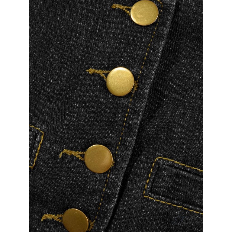 Áo Denim Sát Nách Cổ V Xẻ Sâu Thời Trang Cho Nữ