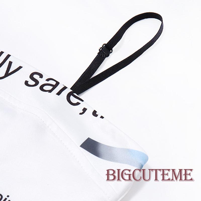 Áo Hai Dây Cổ Vuông In Họa Tiết Chữ Thời Trang Cho Nữ