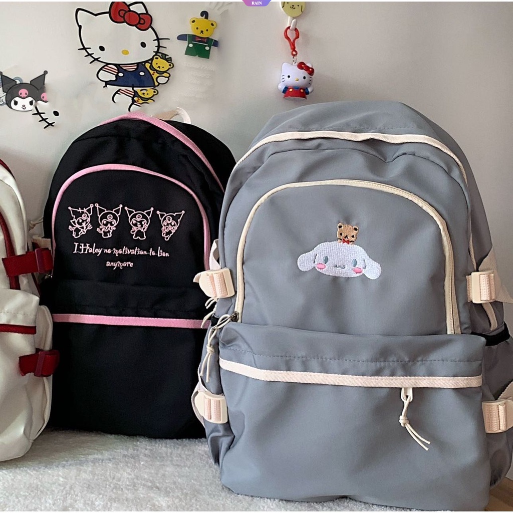 Ba Lô Đựng Laptop / Đi Học / Du Lịch Sức Chứa Lớn Màu Đen Họa Tiết Hoạt Hình Sanrio Hello Kitty Kuromi Phong Cách Nhật Bản Cho Nữ Y2k
