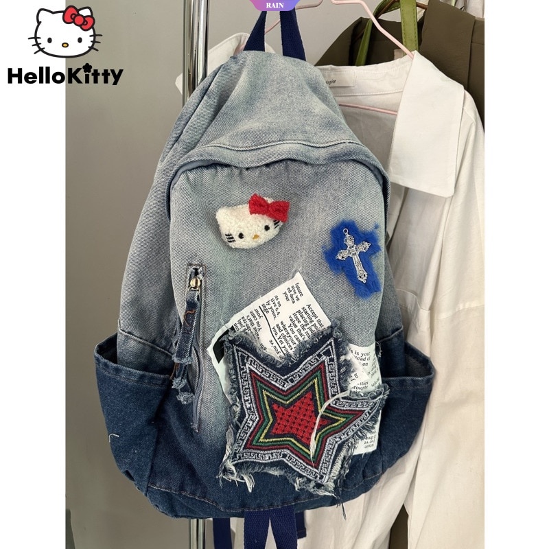 Balo Đựng Laptop Cỡ Lớn In Họa Tiết Sanrio Hello Kitty Phong Cách Hip Hop Thời Trang Cho Nam Và Nữ Y2k
