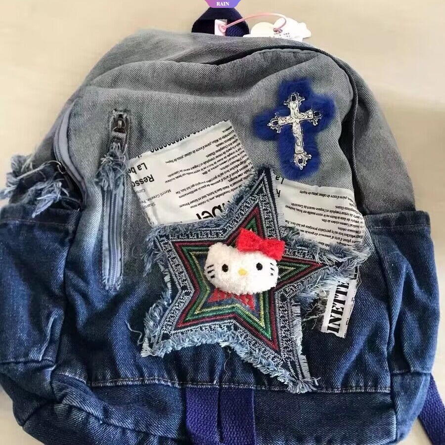 Balo Đựng Laptop Cỡ Lớn In Họa Tiết Sanrio Hello Kitty Phong Cách Hip Hop Thời Trang Cho Nam Và Nữ Y2k