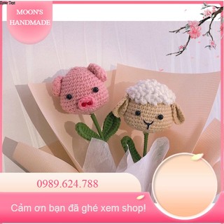 Hoa len hình đầu thú dễ thương.Hoa len Handmade