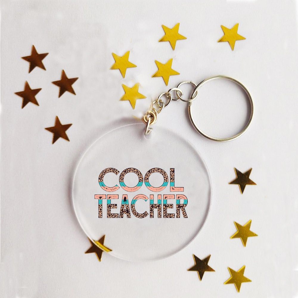 Móc Điện Thoại Bằng acrylic Có Dây Đeo In Chữ Teacher change the world