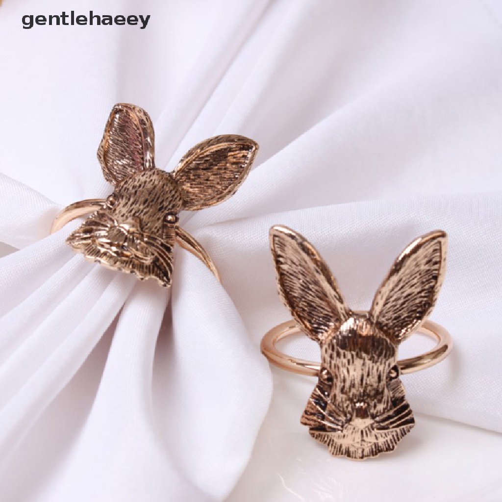 Gent Set 2 Vòng Khăn Ăn Dạng Nhẫn Hình Tai Thỏ Bằng Vải Nỉ Mùa Xuân Cho Lễ Phục Sinh