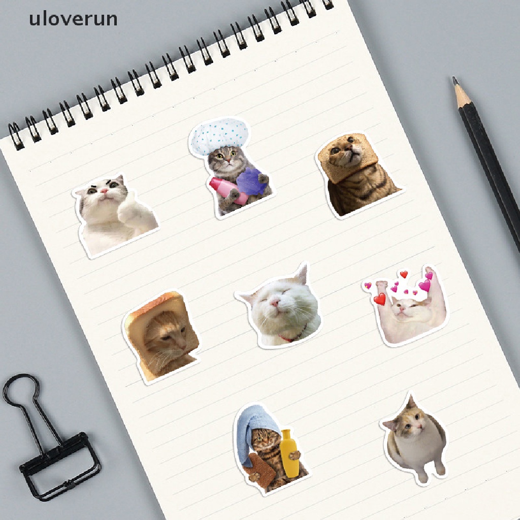 Bộ 50 Miếng Dán Trang Trí Sổ Tay / Laptop Hình Mèo Dễ Thương