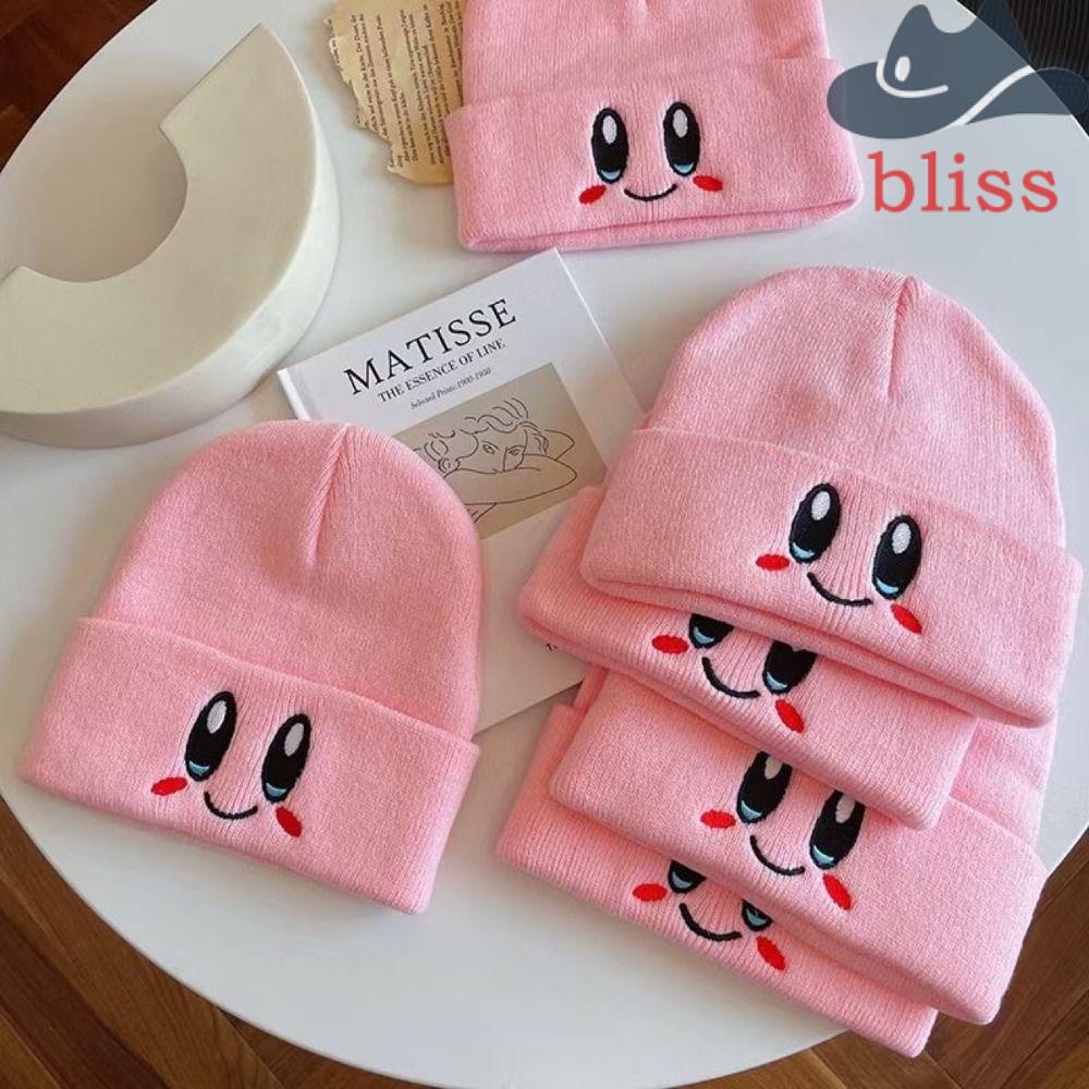 Mũ Beanie Dệt Kim Màu Trơn Thêu Hình Mặt Cười Thời Trang Cho Nữ